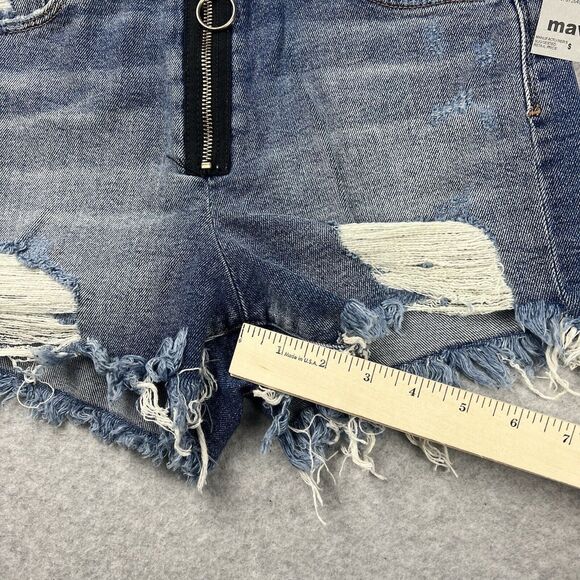 Mavi Claire Shorts Womens 27 Blue Denim High Rise Distressed Cut Off NWT - Picture 12 of 16